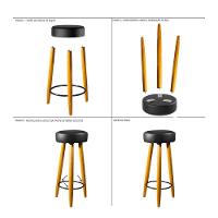 Kit C/2 Banqueta Alta 70cm Courino Preta P/ Cozinha preto - 3