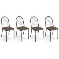 Cadeira De Cozinha Noruega 2c077 Kit 4 Un Preto Fosco Marrom 21 - 1