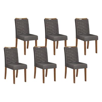 Cadeira De Cozinha Julia Kit 6 Un Freijó Suede Lunar