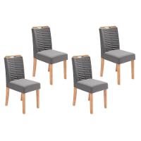 Cadeira De Cozinha Julia Kit 4 Un Cedro Suede Lunar - 1