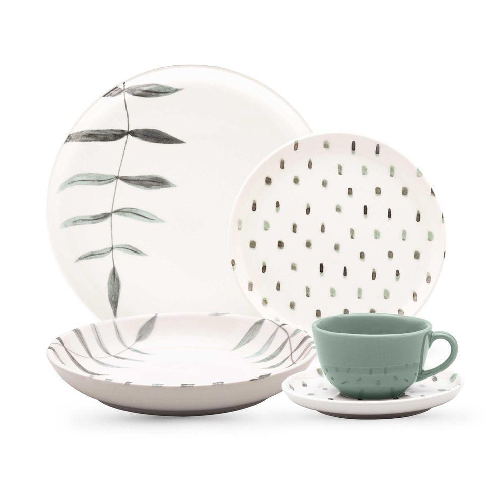 Jogo De Jantar Em Cerâmica Flat Com 20 Peças Oxford Samambaia - 1