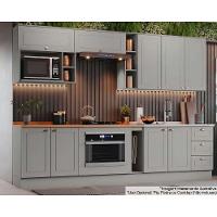 Cozinha Modulada Americana Completa 12 Peças 5aéreos+4balcões+3complementos Cz314 Cinza2 Aéreos + 1 Balcão + 1 Complemento - 1