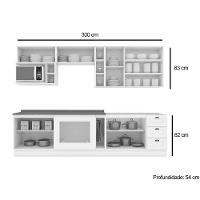 Cozinha Modulada Americana Completa 12 Peças 5aéreos+4balcões+3complementos Cz314 Cinza2 Aéreos + 1 Balcão + 1 Complemento - 10