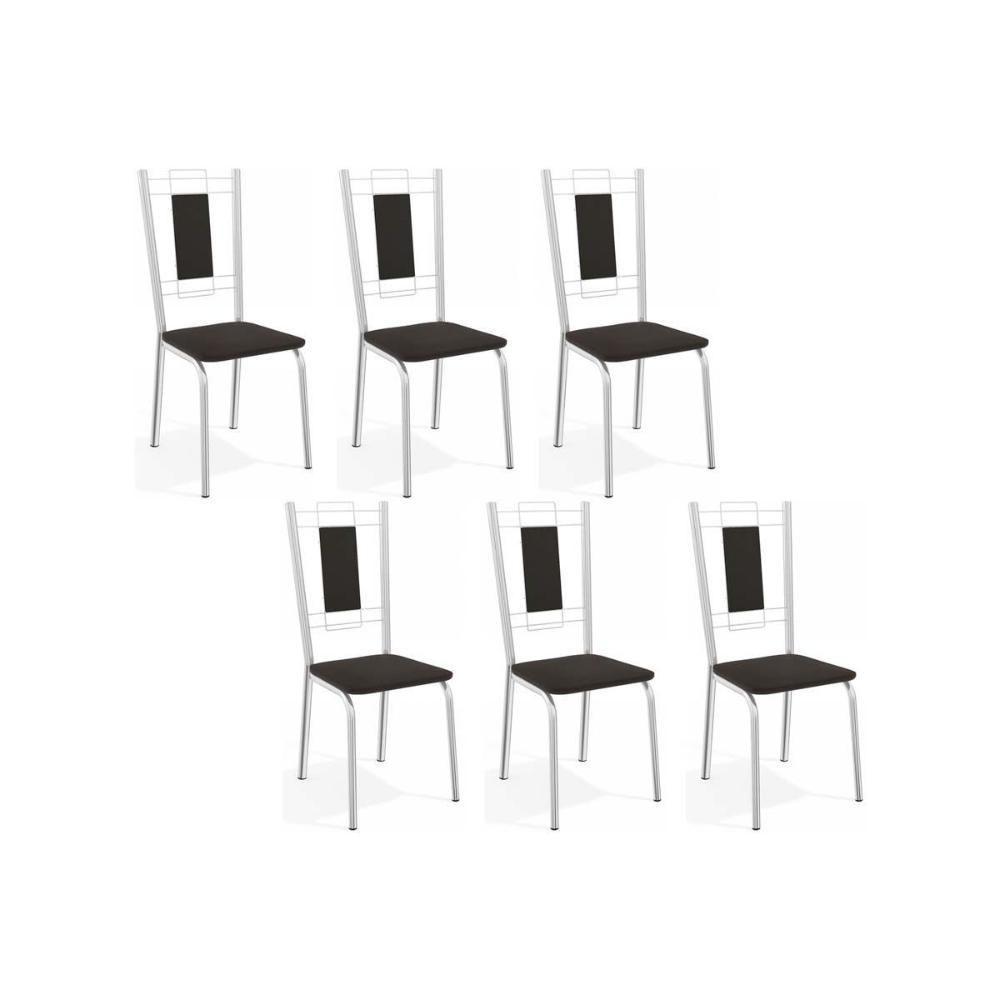 Cadeira De Cozinha Florença C005 Kit 6 Un Cromada Preto 110 - 1