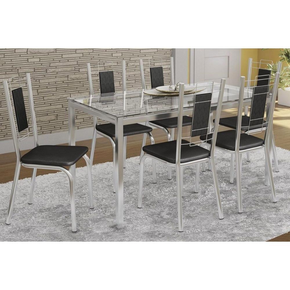 Cadeira De Cozinha Florença 2c005 Aço Kit 6 Uni Cromada Preto 110 - 6