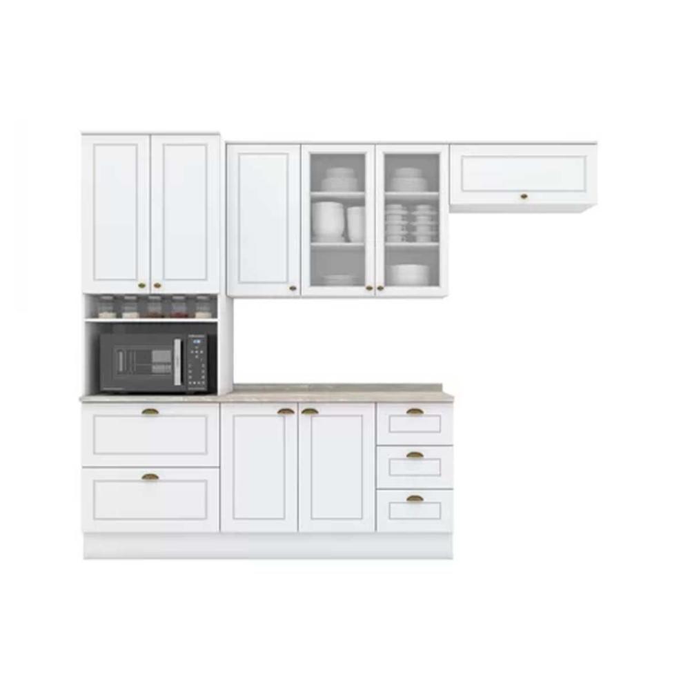 Cozinha Completa 5 Peças Americana 2 Aéreos 1 Paneleiro 1balcão 1 Complemento C5p32 Branco - 4