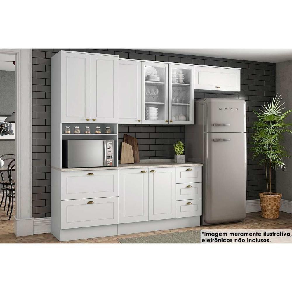 Cozinha Modulada Completa Americana 5 Peças 2aéreos+ 1 Paneleiro +1balcão + 1 Complemento C5p32 Branco - 1