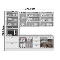 Cozinha Modulada Americana 7 Peças 2aéreos+ 1 Paneleiro +2balcões+ 2 Complementos C5p45 Branco2 Aéreos + 1 Balcão + 1 Complemento - 6