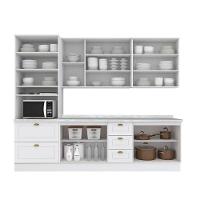 Cozinha Modulada Americana 7 Peças 2aéreos+ 1 Paneleiro +2balcões+ 2 Complementos C5p45 Branco2 Aéreos + 1 Balcão + 1 Complemento - 7