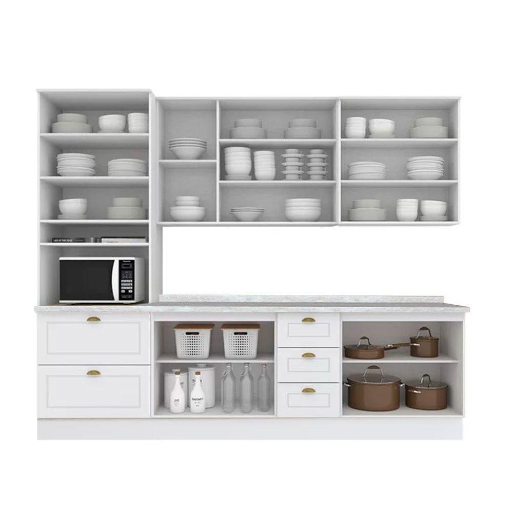 Cozinha Completa 7 Peças Americana 2 Aéreos 1 Paneleiro 2balcões 2 Complementos C5p45 Branco - 4