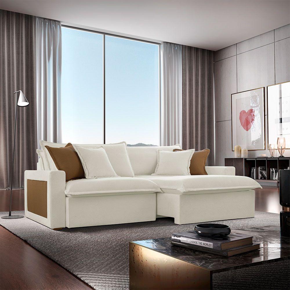 Sofá Dallas Linho Dois Módulos De 80cm B15 Meu Sofá Online A302 Linho Branco - 1