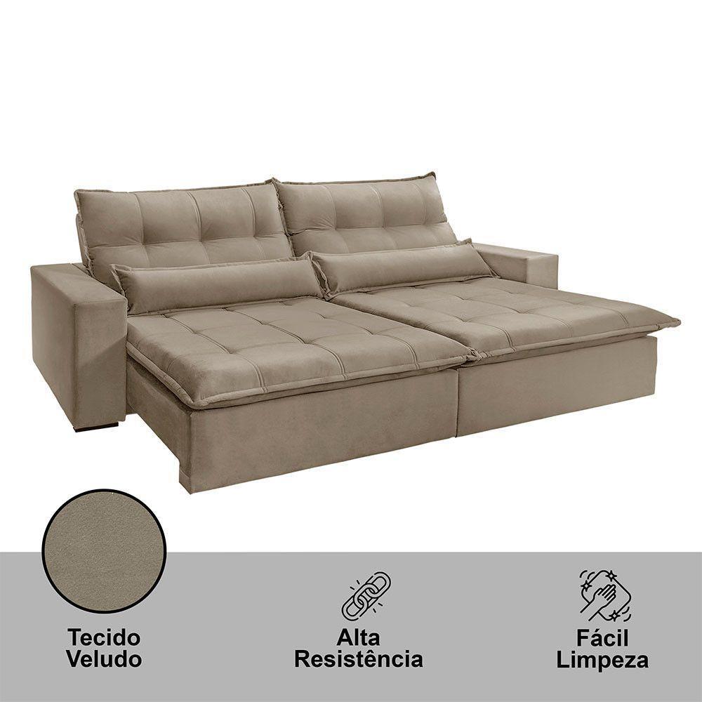 Sofá Grecia Veludo 02 Módulos De 100m B25cm Meu Sofá Online B002 Veludo Capuccino - 3