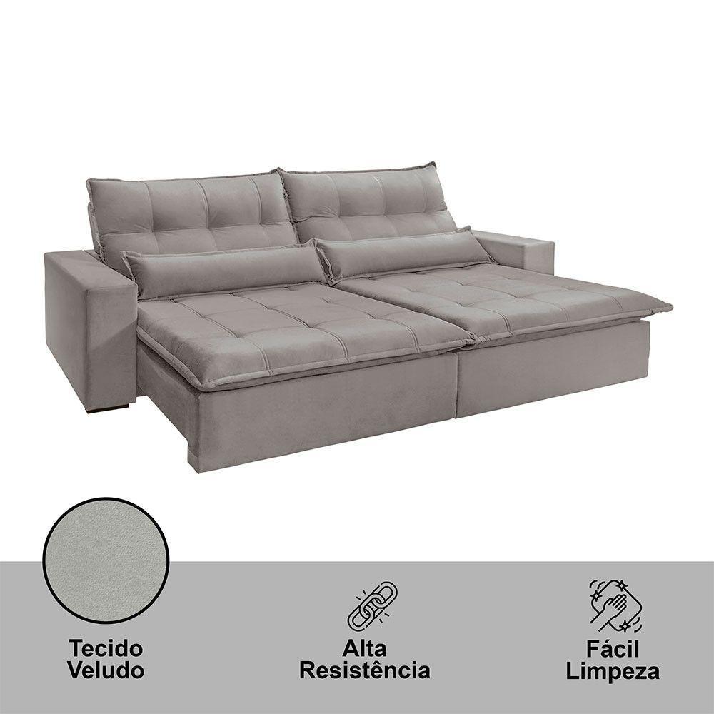 Sofá Grecia Veludo 02 Módulos De 100m B25cm Meu Sofá Online B026 Veludo Prata - 2