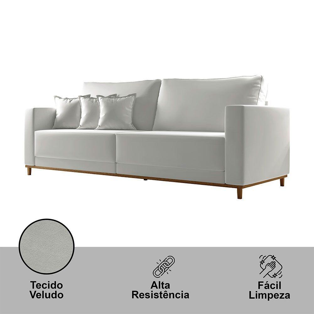 Sofá Djon 02 Módulos De 90cm B20cm Meu Sofá Online B026 Veludo Prata - 4