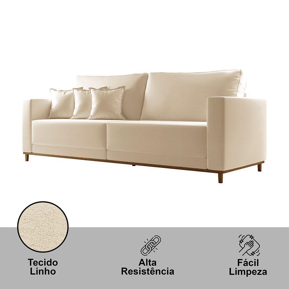 Sofá Djon 02 Módulos De 90cm B20cm Meu Sofá Online A294 Linho Creme - 6