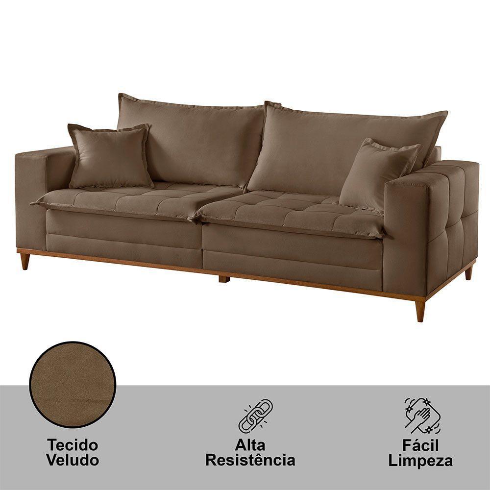 Sofá Matrix 02 Módulos De 100cm B25cm Meu Sofá Online B016 Veludo Marrom - 6