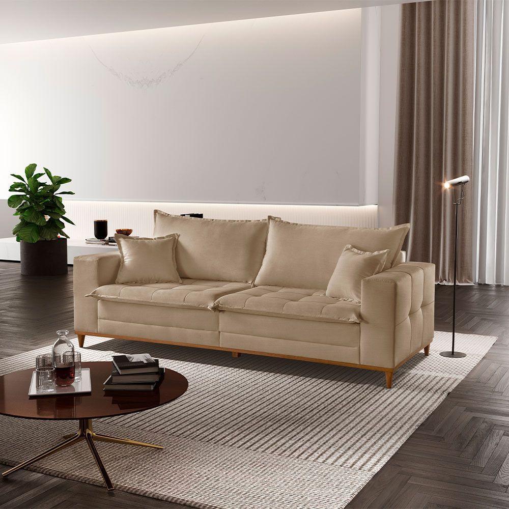 Sofá Matrix 02 Módulos De 90cm B25cm Meu Sofá Online A226 Linho Bege - 1
