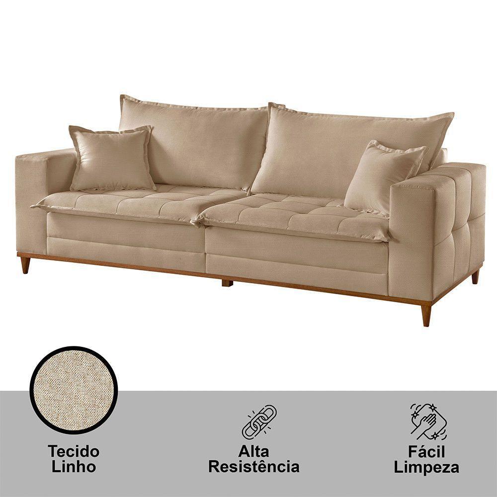 Sofá Matrix 02 Módulos De 90cm B25cm Meu Sofá Online A226 Linho Bege - 6