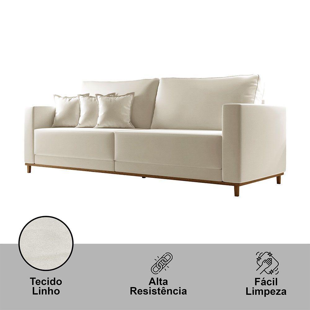 Sofá Djon 02 Módulos De 80cm B20cm Meu Sofá Online A302 Linho Branco - 6