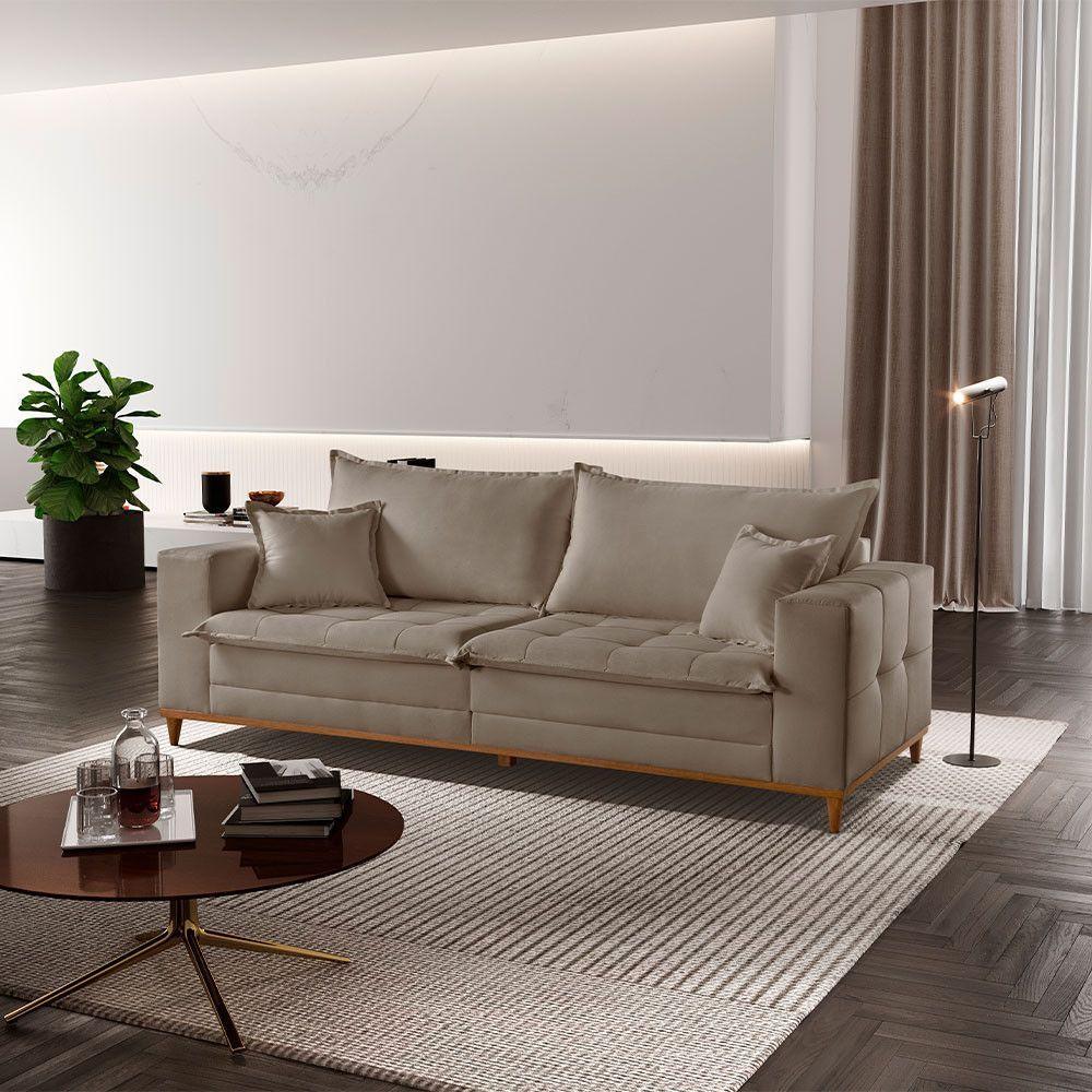 Sofá Matrix 02 Módulos De 100cm B25cm Meu Sofá Online B002 Veludo Capuccino - 1