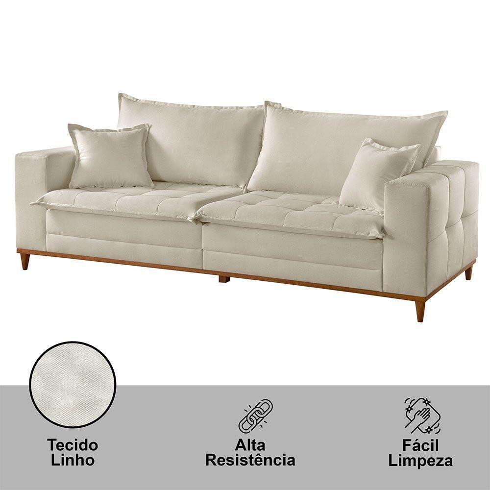 Sofá Matrix 02 Módulos De 80cm B25cm Meu Sofá Online A302 Linho Branco - 6