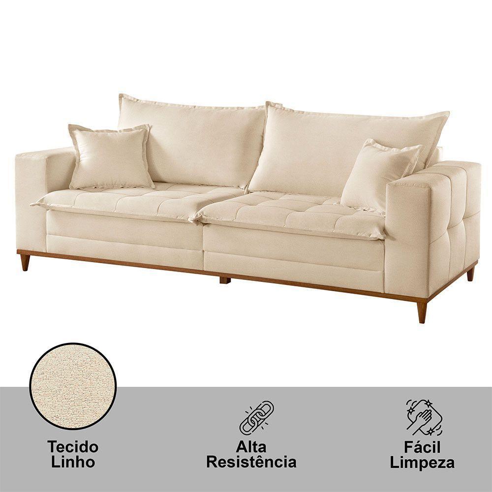 Sofá Matrix 02 Módulos De 90cm B25cm Meu Sofá Online A294 Linho Creme - 6