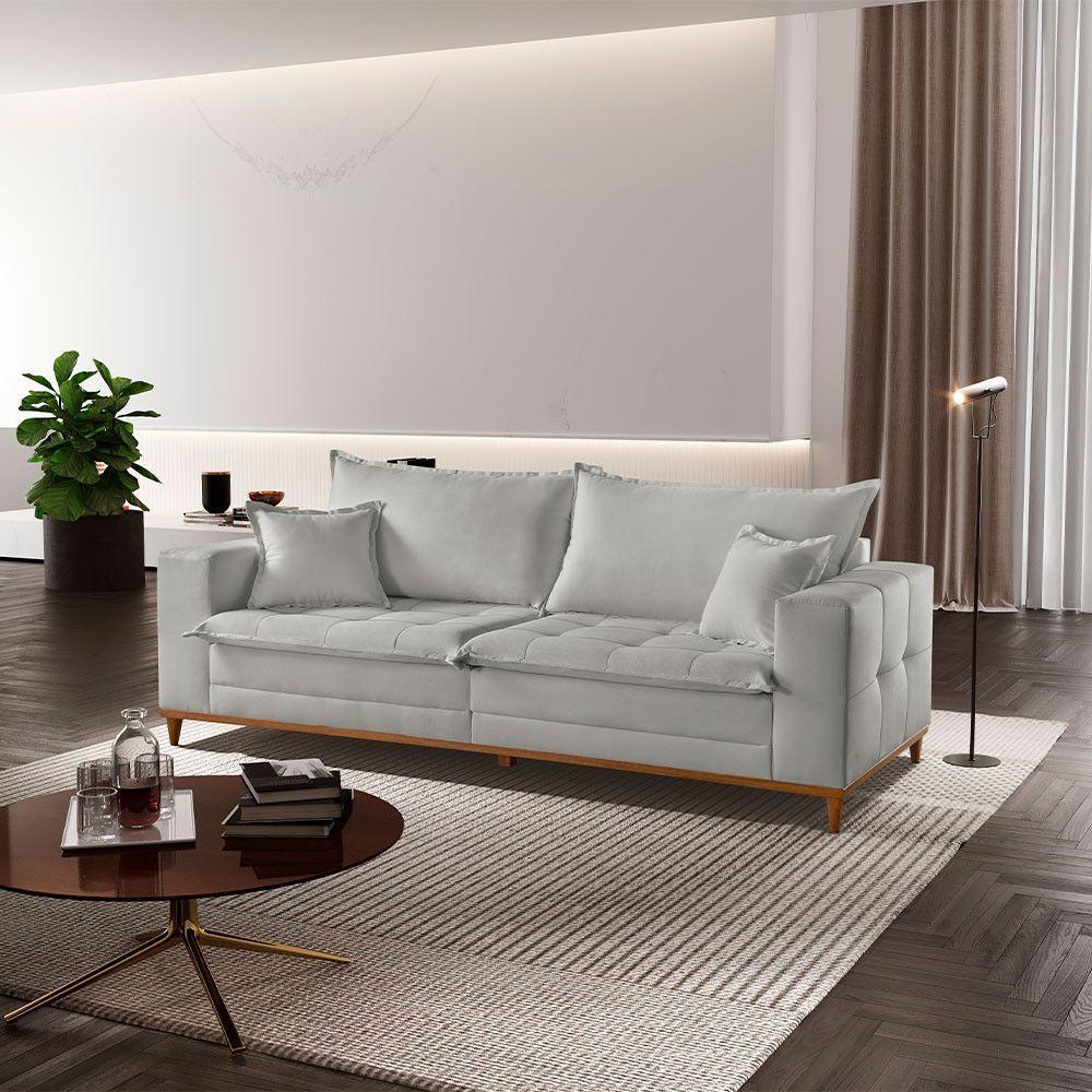 Sofá Matrix 02 Módulos De 80cm B25cm Meu Sofá Online B026 Veludo Prata - 1