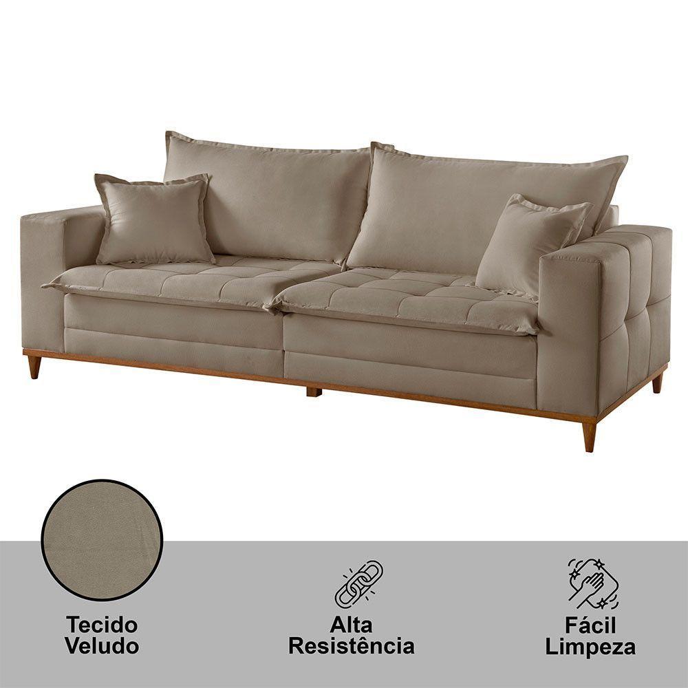 Sofá Matrix 02 Módulos De 90cm B25cm Meu Sofá Online B002 Veludo Capuccino - 4