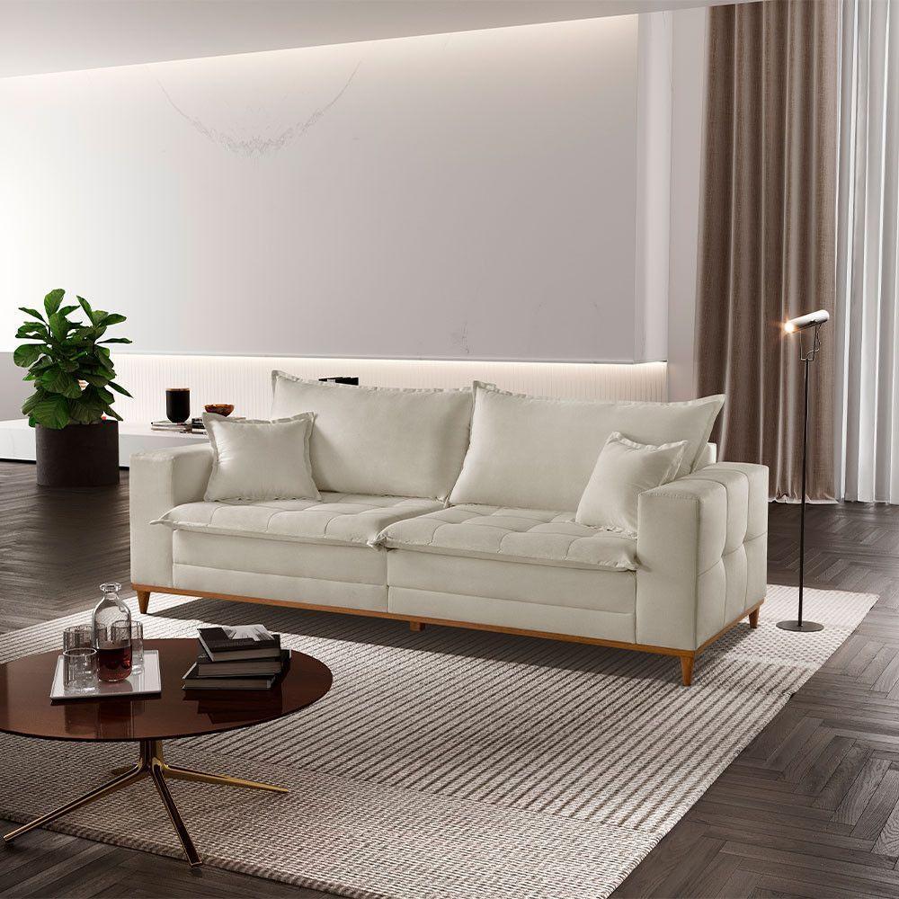 Sofá Matrix 02 Módulos De 90cm B25cm Meu Sofá Online A302 Linho Branco - 1