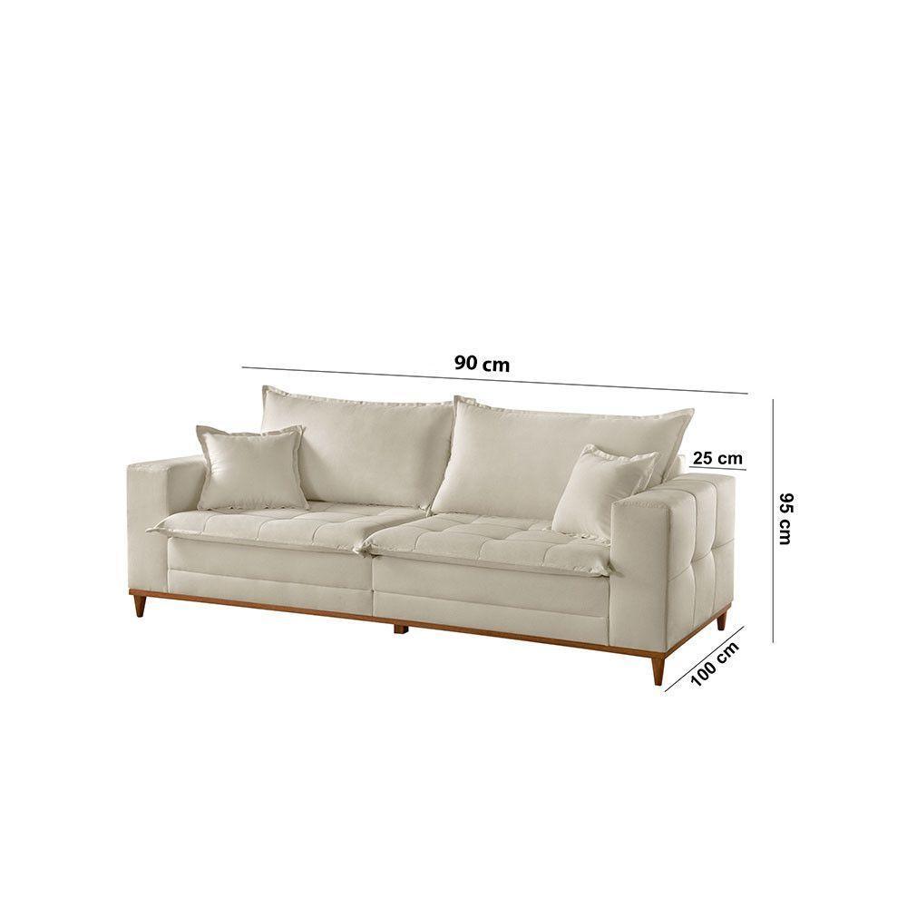 Sofá Matrix 02 Módulos De 90cm B25cm Meu Sofá Online A302 Linho Branco - 3