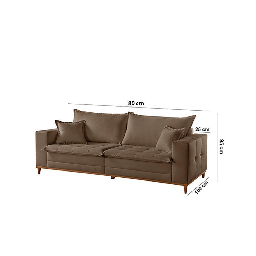 Sofá Matrix 02 Módulos De 80cm B25cm Meu Sofá Online B016 Veludo Marrom - 3