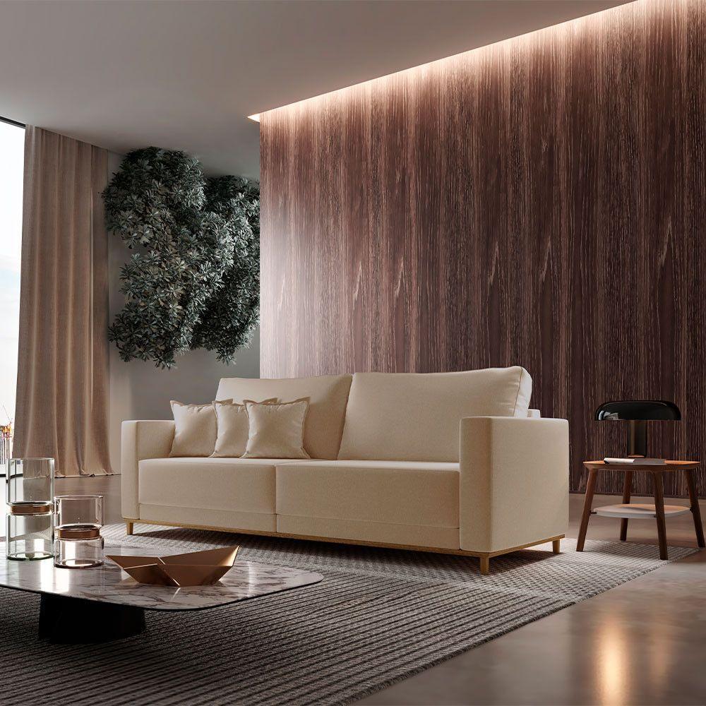 Sofá Djon 02 Módulos De 100cm B20cm Meu Sofá Online A226 Linho Bege - 1