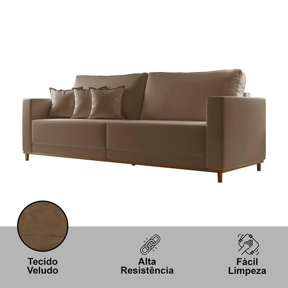 Sofá Djon 02 Módulos De 90cm B20cm Meu Sofá Online B016 Veludo Marrom - 5