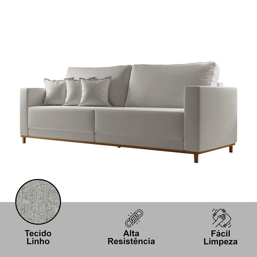 Sofá Djon 02 Módulos De 80cm B20cm Meu Sofá Online A230 Linho Cinza - 6