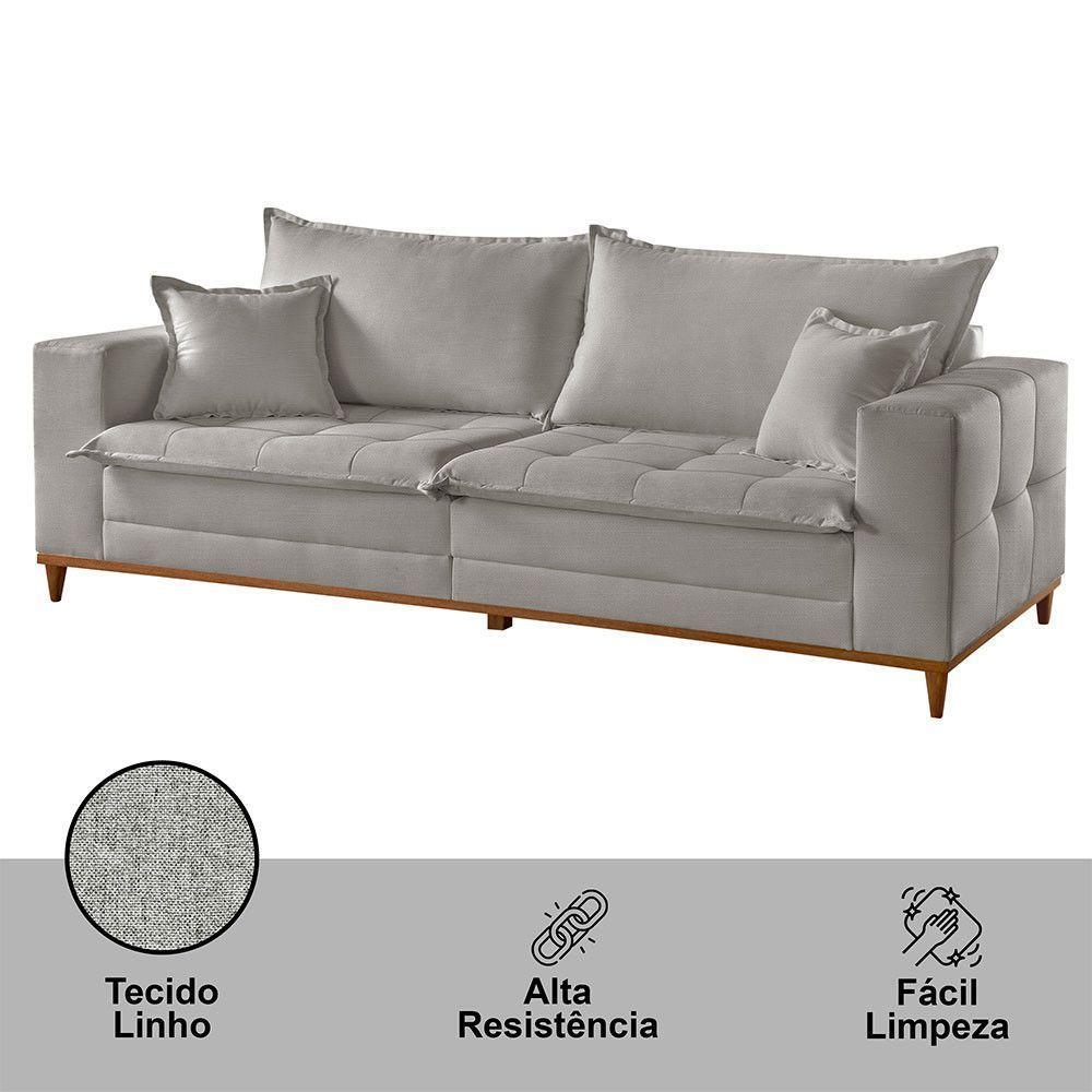 Sofá Matrix 02 Módulos De 90cm B25cm Meu Sofá Online A230 Linho Cinza - 6