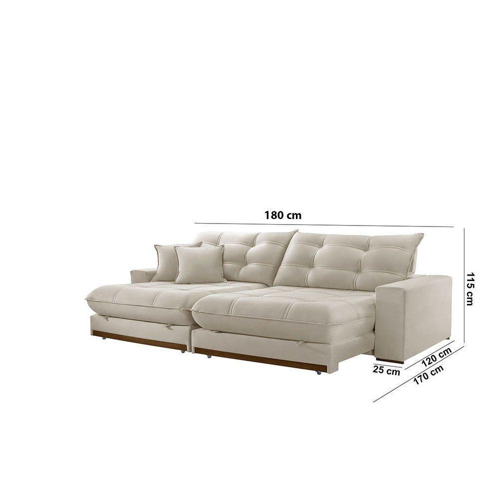 Sofá Duque Dois Módulos De 90cm B25cm Meu Sofá Online A302 Linho Branco - 3