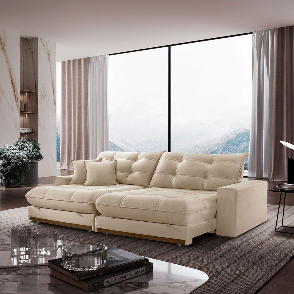 Sofá Duque Dois Módulos De 90cm B25cm Meu Sofá Online A294 Linho Creme - 1