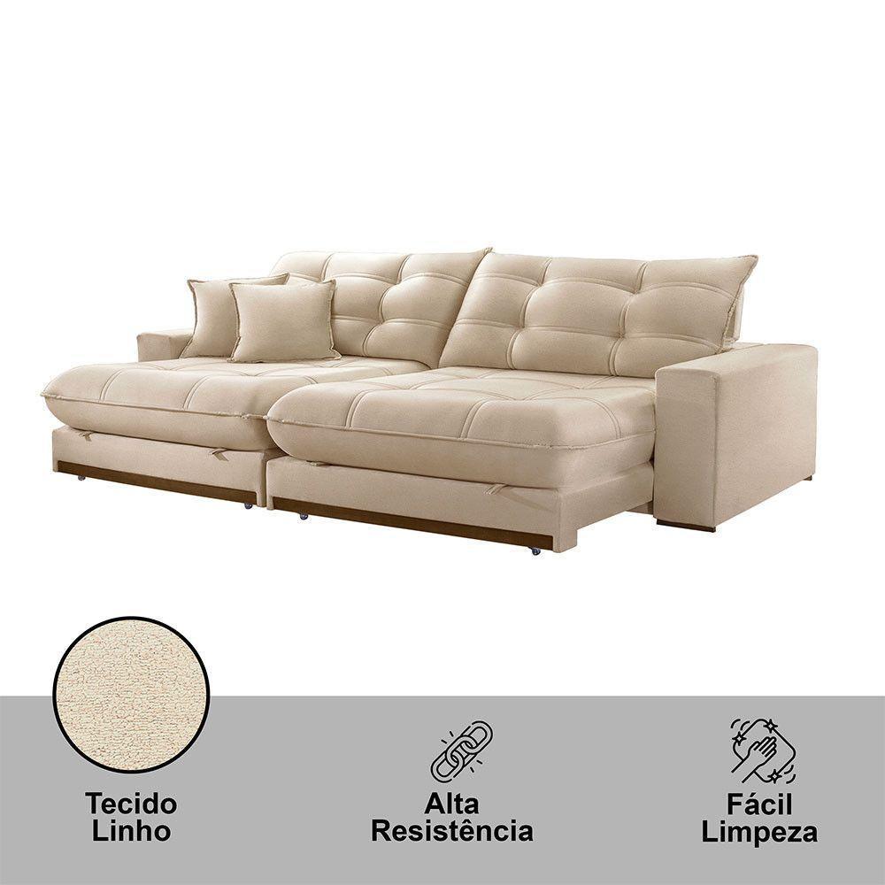 Sofá Duque Dois Módulos De 90cm B25cm Meu Sofá Online A294 Linho Creme - 7