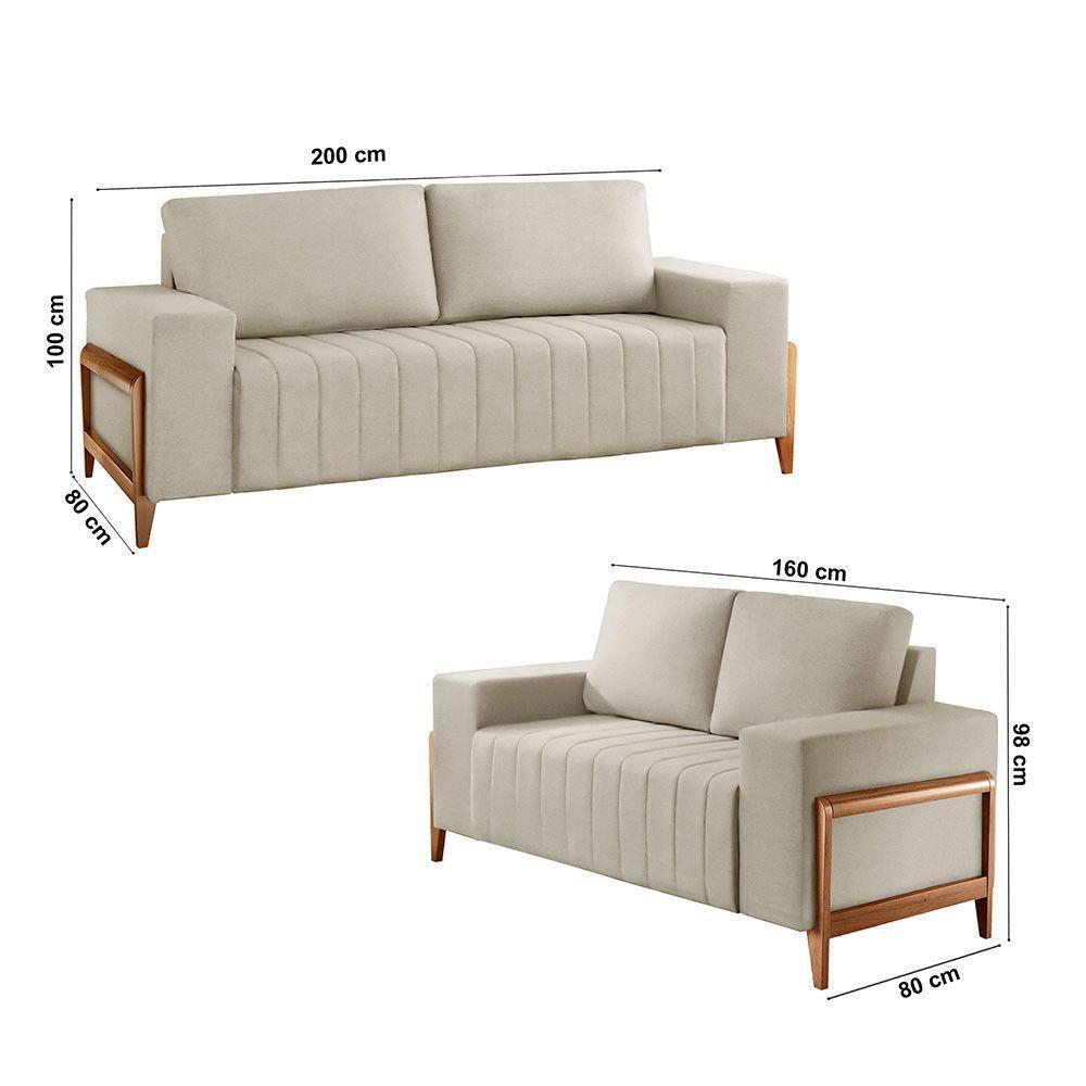 Sofá 2x3 Lugares Verona Meu Sofá Online A302 Linho Branco - 2