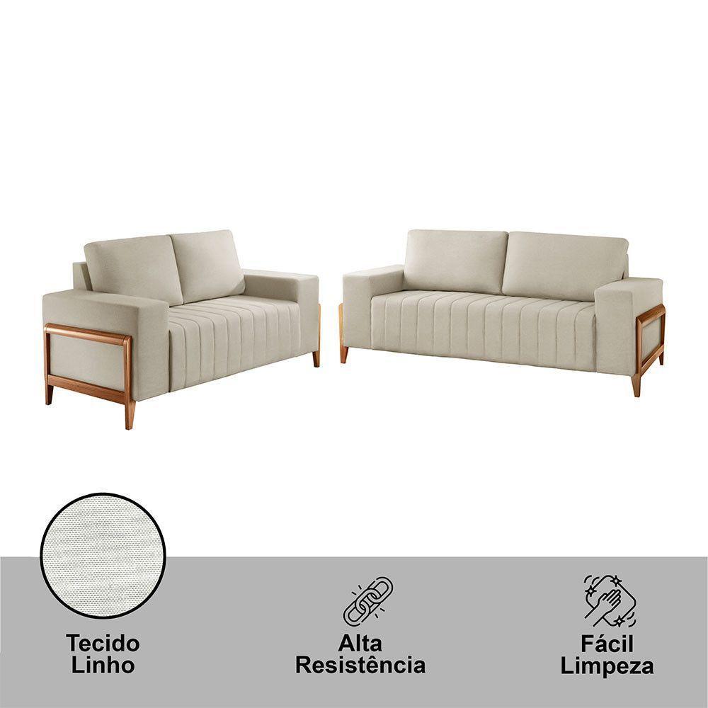 Sofá 2x3 Lugares Verona Meu Sofá Online A302 Linho Branco - 6