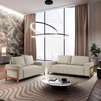 Sofá 2x3 Lugares Verona Meu Sofá Online A302 Linho Branco - 1