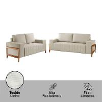 Sofá 2x3 Lugares Verona Meu Sofá Online A302 Linho Branco - 6