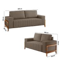 Sofá 2x3 Lugares Verona Meu Sofá Online B002 Veludo Capuccino - 6