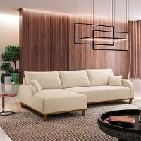 Sofá Albano Linho 300cm Chaise Lado Esquerdo Meu Sofá Online A294 Linho Creme - 1