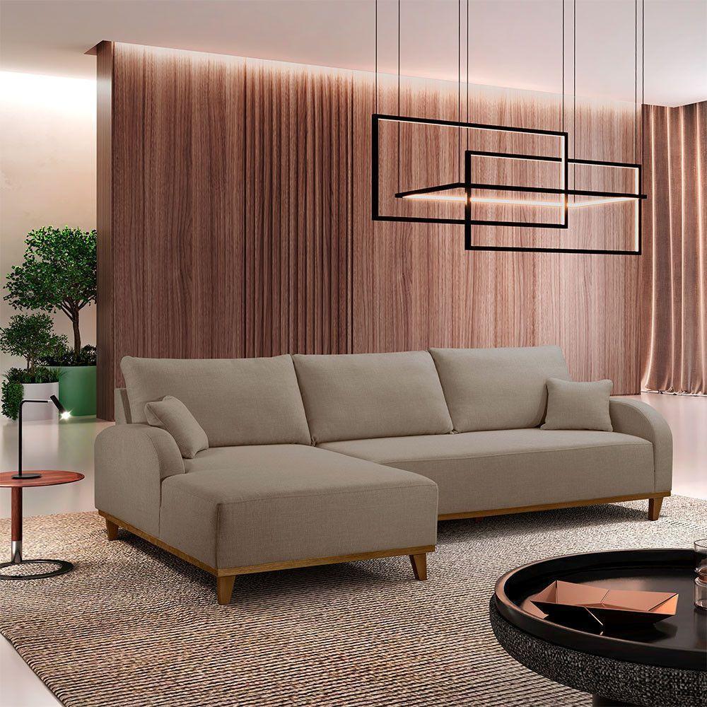 Sofá Albano Veludo 300 Chaise Lado Esquerdo Meu Sofá Online B002 Veludo Capuccino - 1