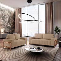 Sofá 2x3 Lugares Verona Meu Sofá Online A226 Linho Bege - 1