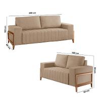 Sofá 2x3 Lugares Verona Meu Sofá Online A226 Linho Bege - 6