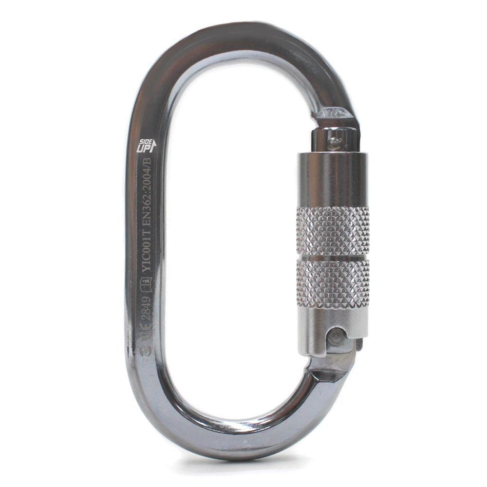 Mosquetão Sideup Aço Oval Tripla Trava Automática 25kn Ce En Nbr Cromado - 2