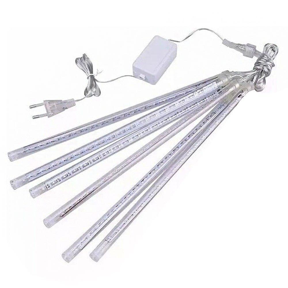 Cascata Chuva De Neve 180 Leds Natal 8 Tubos Enfeite Pisca Pisca Natalino Iluminaçao Decoraçao Queda Gelo - 4