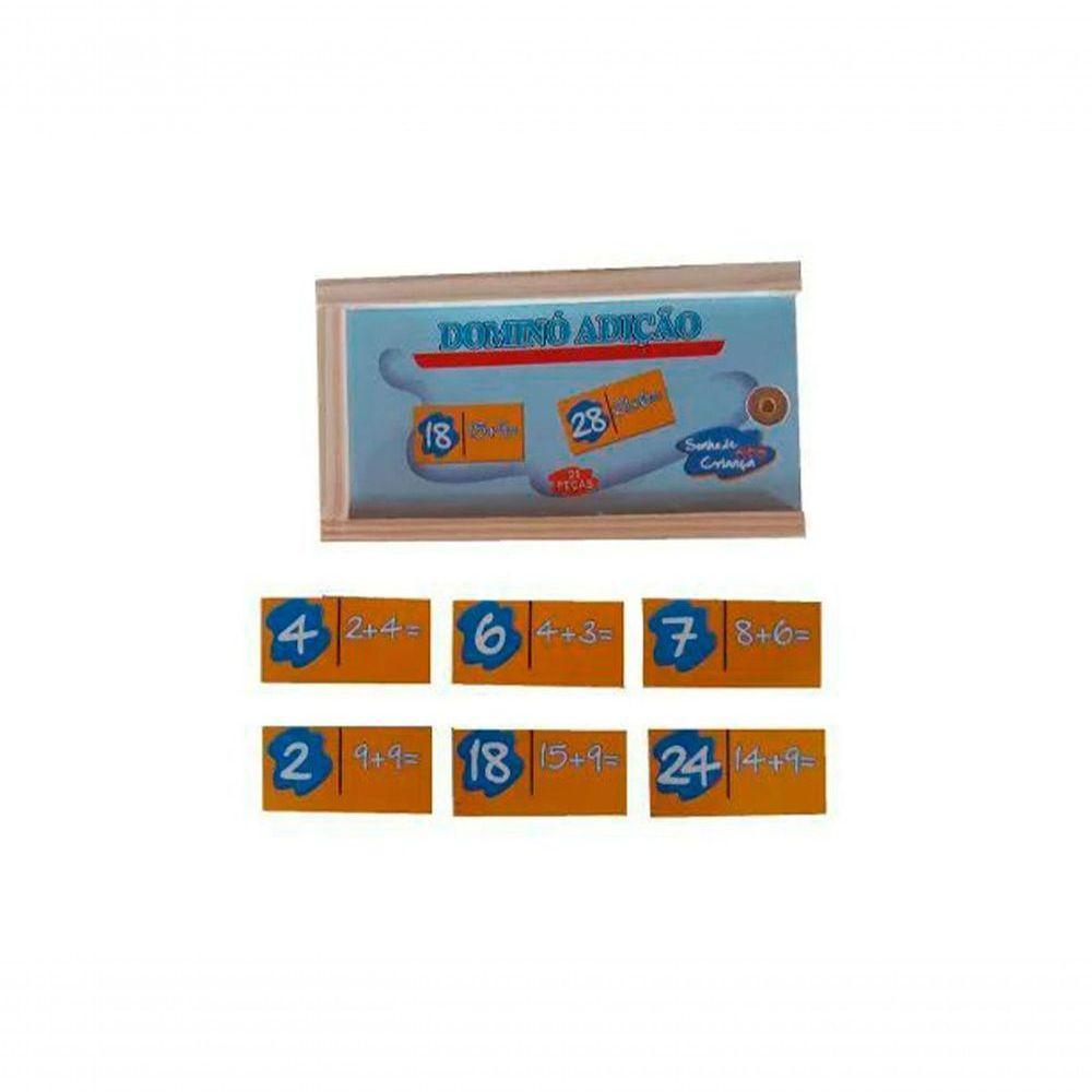 Jogo De Dominó Adição Em Mdf 28 Peças - 1
